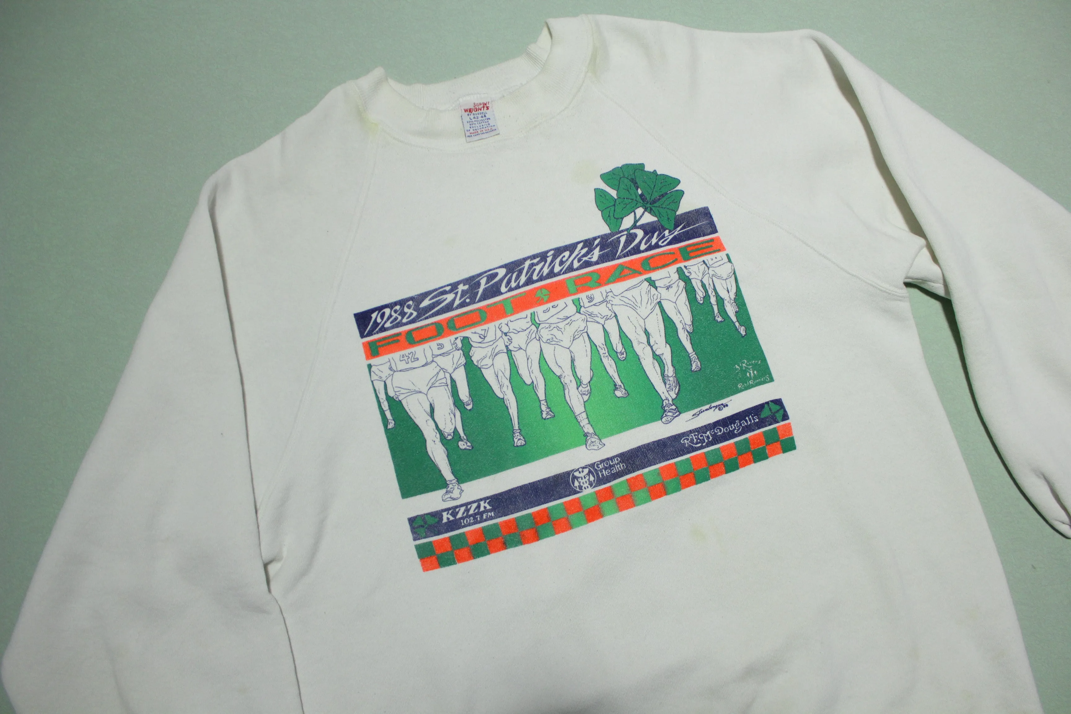 1988 St. Patrick's Day Foot Race Vintage 80's Super Weights Russell  USA Sweatshirt