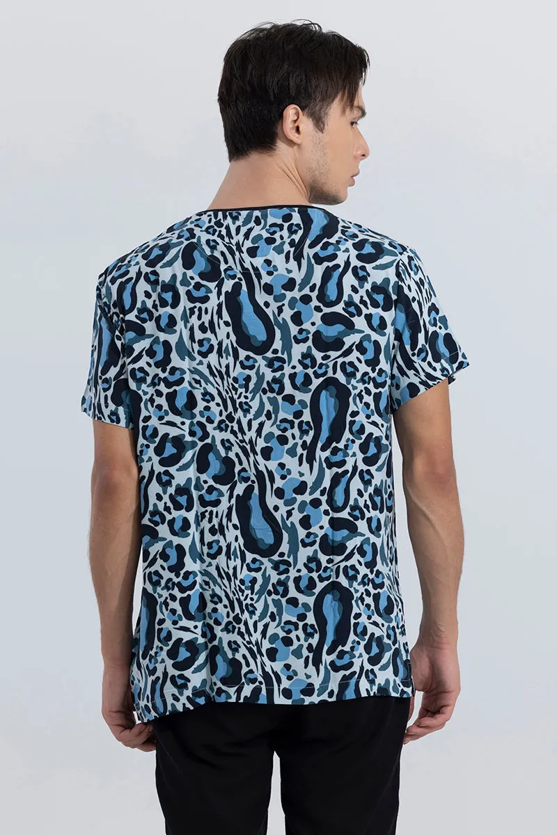 Abstract Leopard Blue T-Shirt