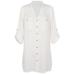 Accessorize London Women's White Long Sleeve Beach Shirt Small