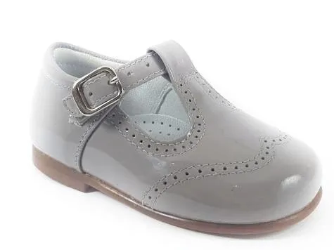 Beberlis Gray Patent T-Strap