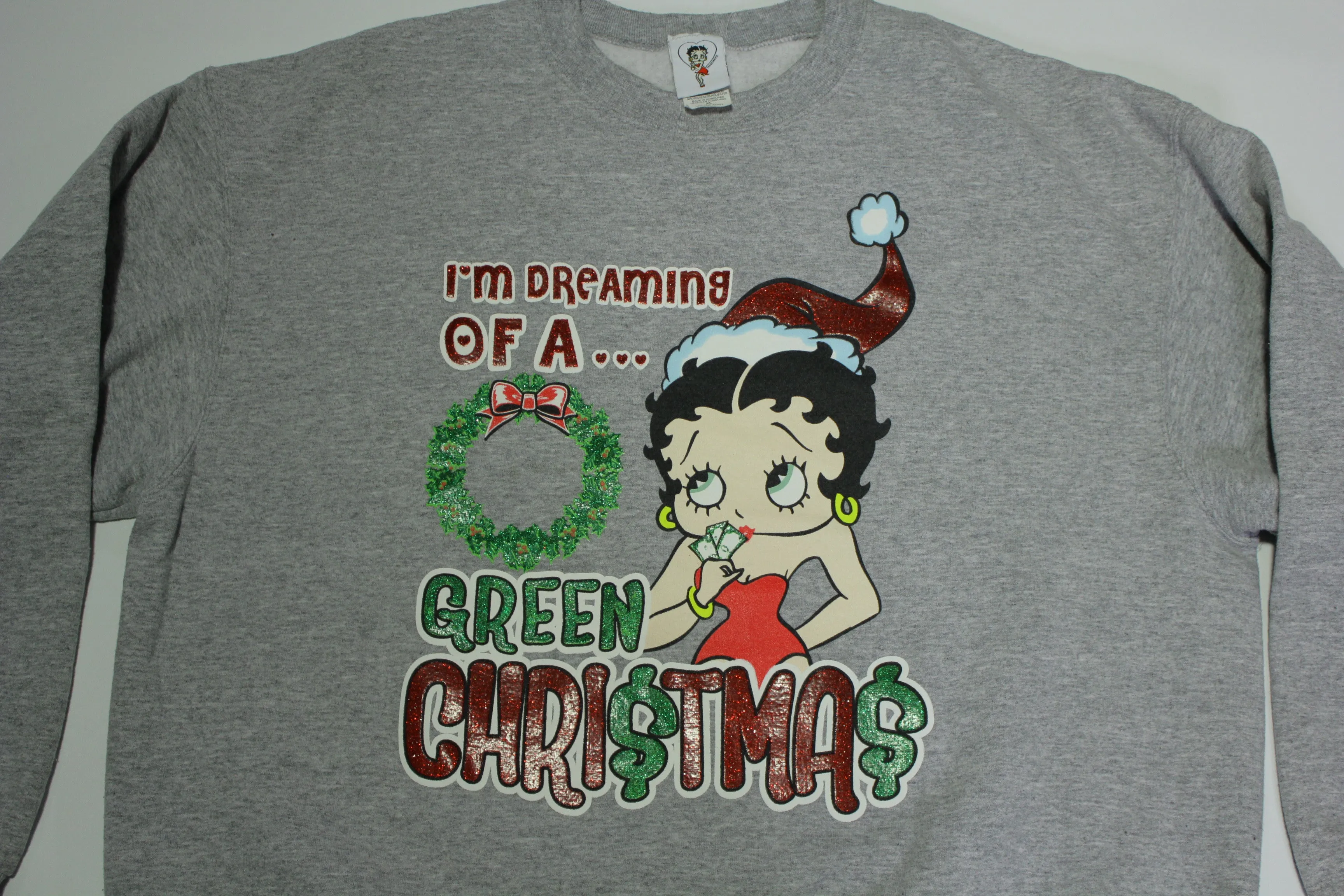 Betty Boop I'm Dreaming Green Christmas Vintage 2003 King Features Syndicate Sweatshirt