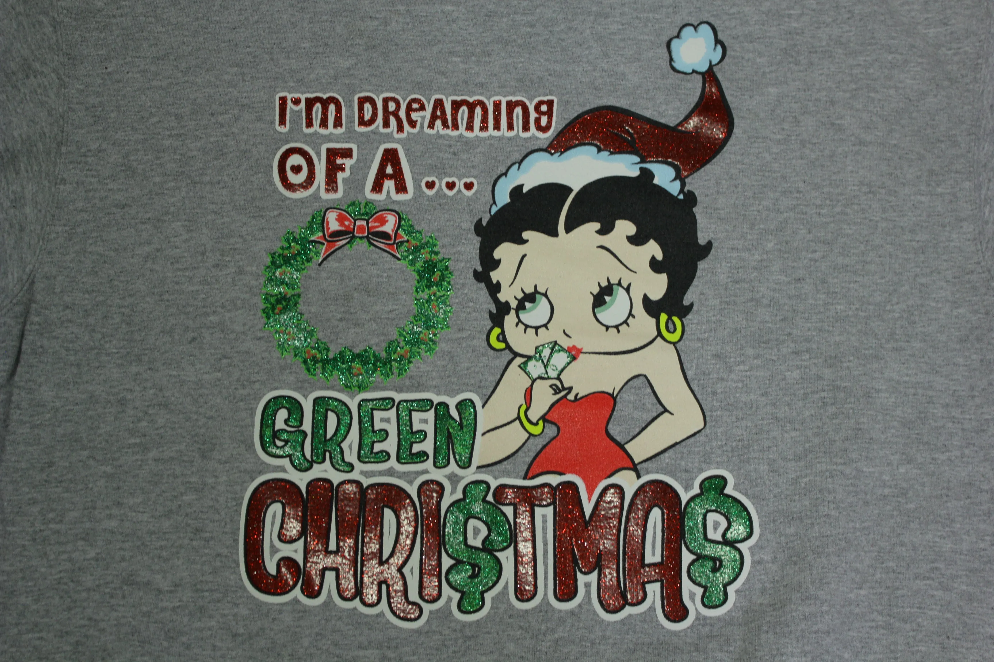 Betty Boop I'm Dreaming Green Christmas Vintage 2003 King Features Syndicate Sweatshirt