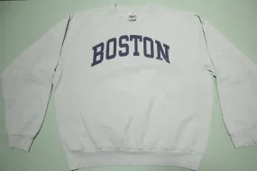 Boston Mass Vintage 90's Gray Big Spellout Crewneck Sweatshirt