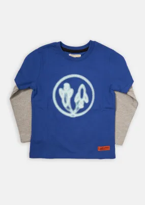 Boys Brand Logo Printed Blue T-Shirt