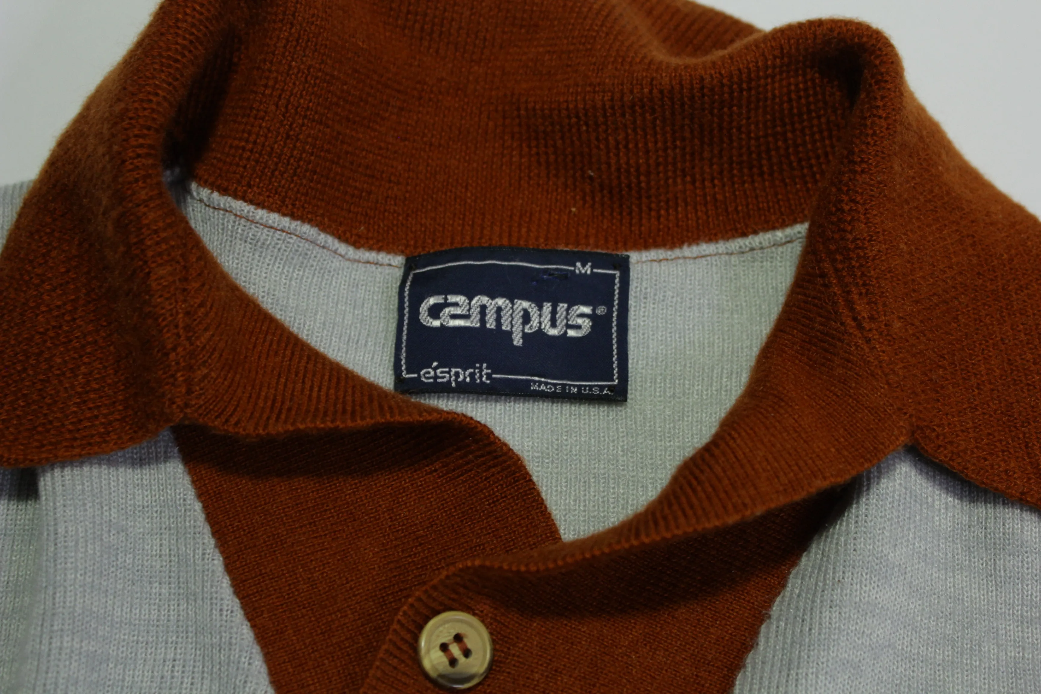 Campus Made in USA Vintage 80's Striped Polo Sweater