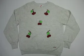 Cherries Berries Vintage 1989 80's Embroidered Jerzees Crewneck Sweatshirt