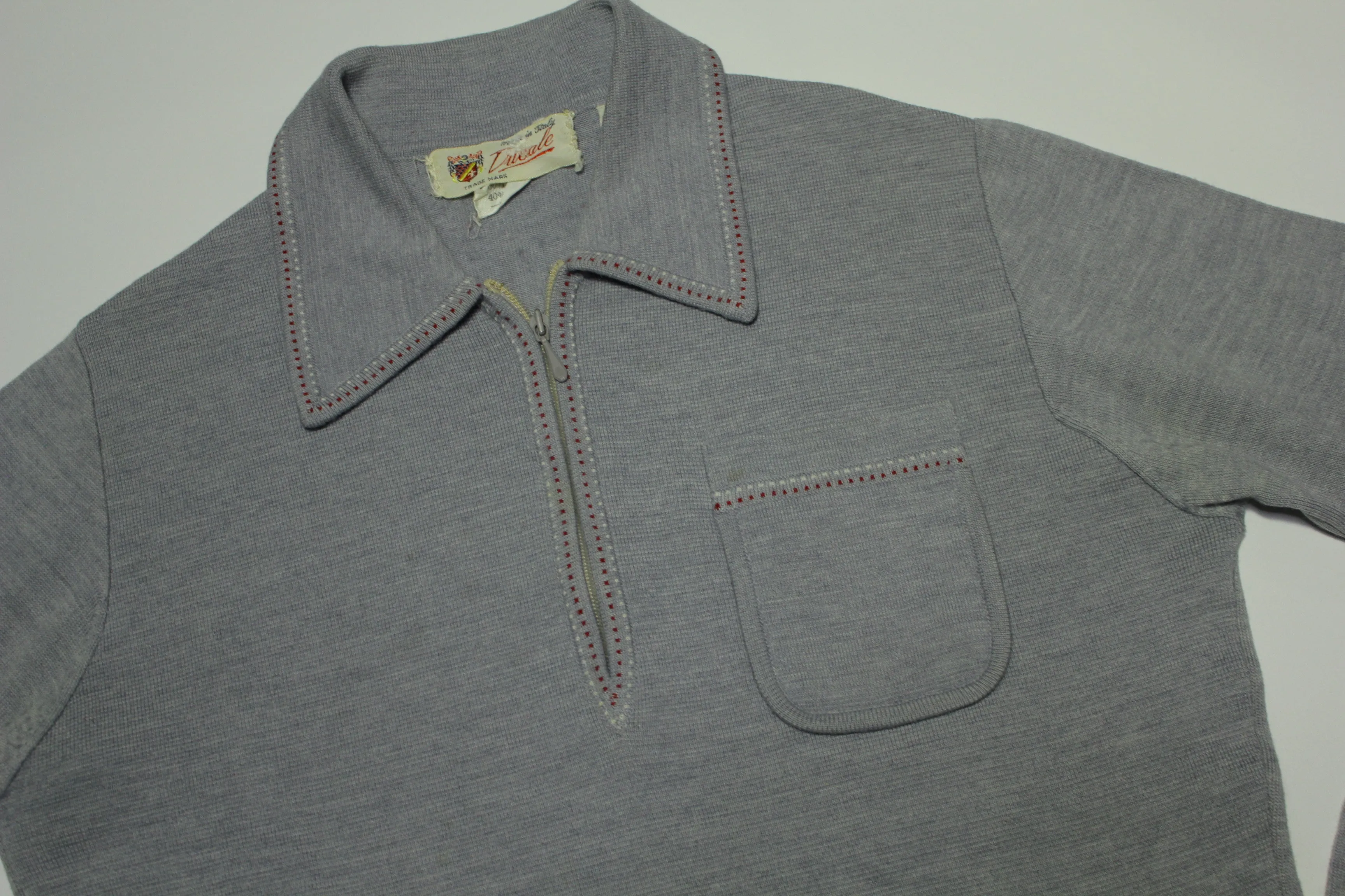 Ducale Vintage Made in Italy Wool Trade Mark 60s Quarter Zip Sweater