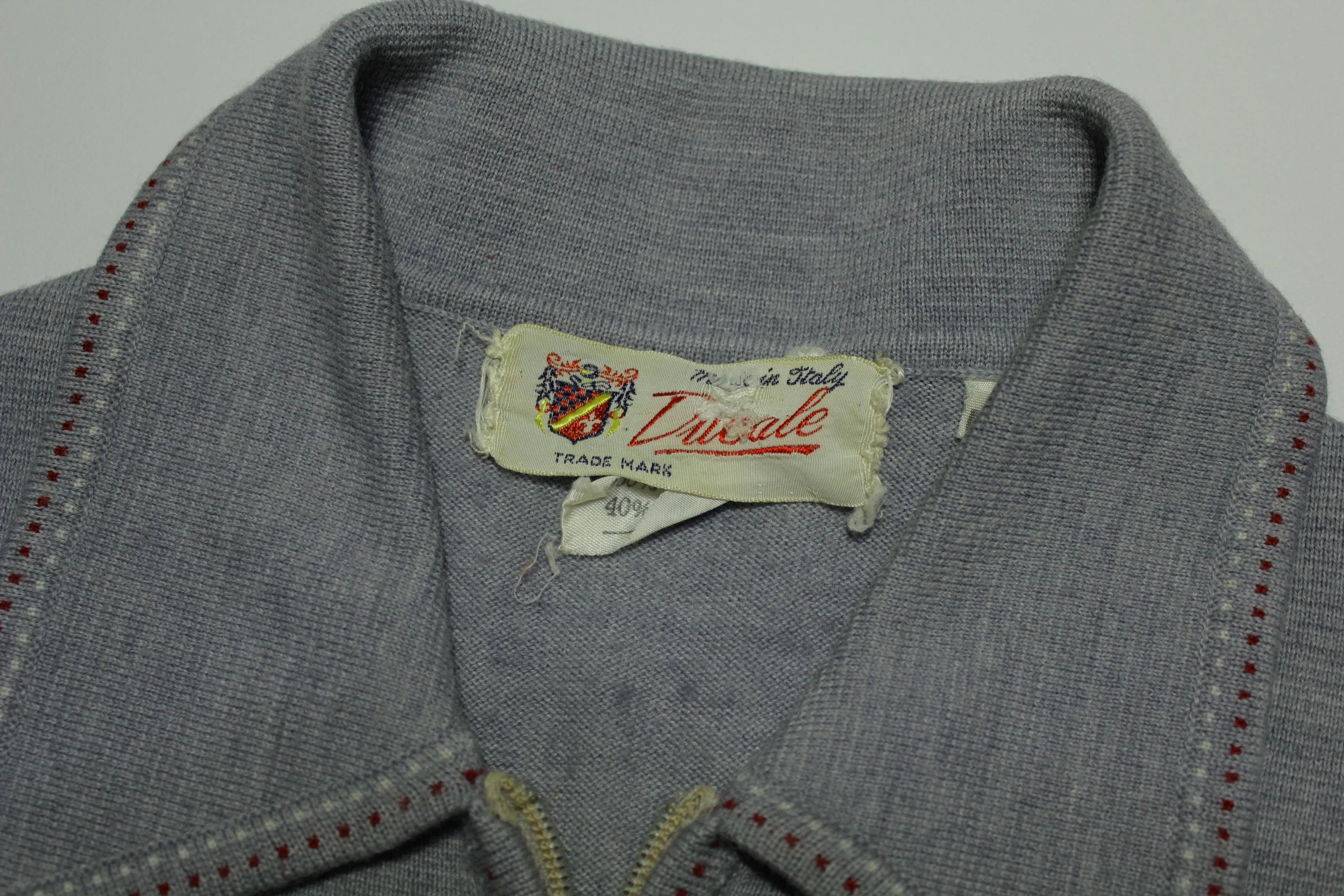 Ducale Vintage Made in Italy Wool Trade Mark 60s Quarter Zip Sweater