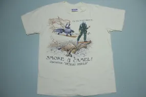 Vintage 90s Desert Shield T-Shirt - Fly 11,225 Miles to Smoke a Camel - Rare Saddam Hussein Collectible