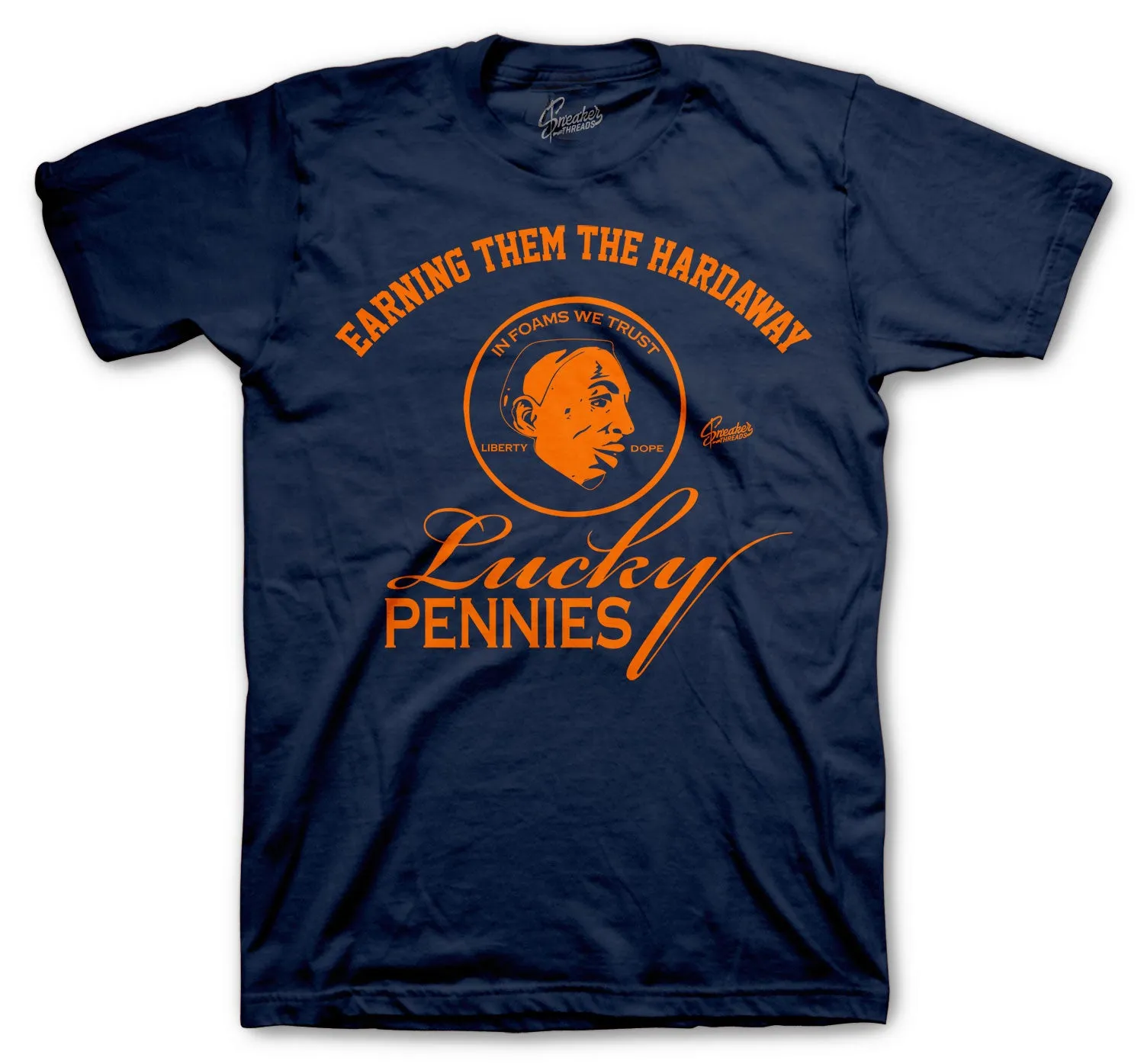 Foamposite Rugged Orange Shirt - Lucky Pennies - Navy