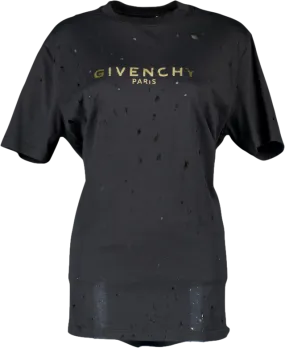 GIvenchy Black / Metallic Gold Destroy Masculine Cut T-shirt UK XS