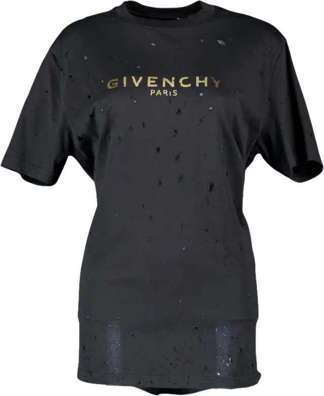 GIvenchy Black / Metallic Gold Destroy Masculine Cut T-shirt UK XS