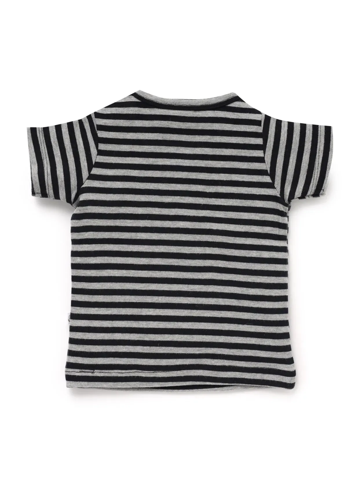 Half sleeve black & gray stripe pattern t-shirt for baby