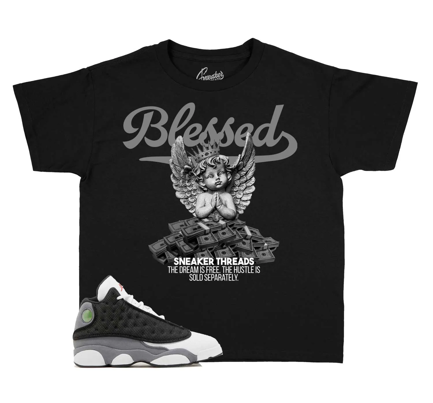 Kids Black Flint 13 Shirt - Blessed Angel - Black