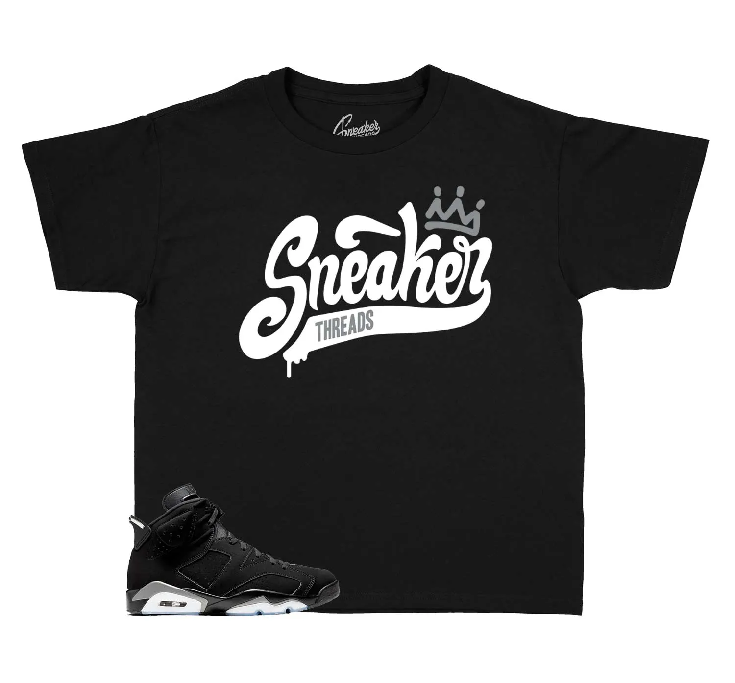 Kids Metallic Silver 6 Shirt - ST Crown - Black