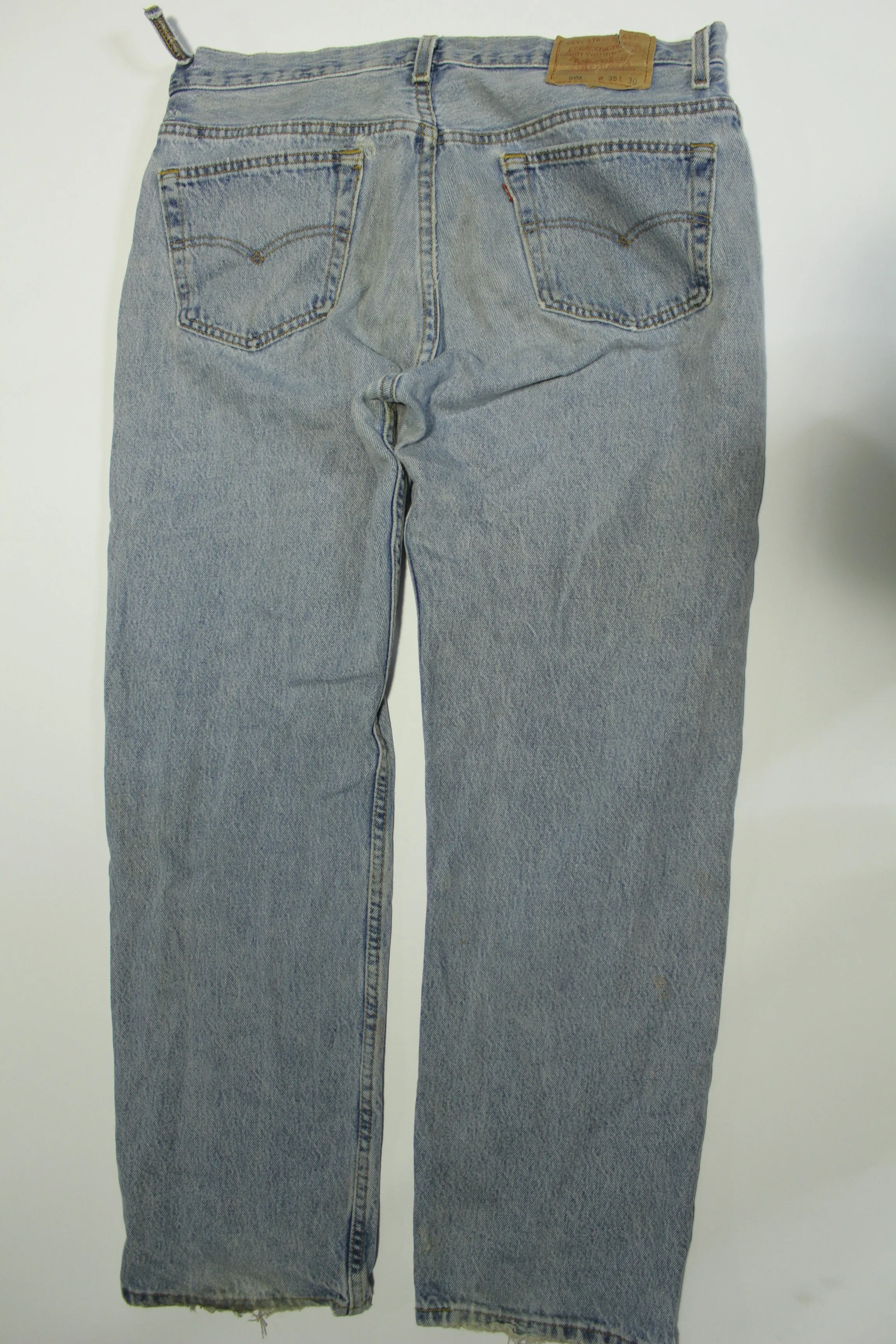 Levis 501 Distressed Button Fly Vintage 90's Denim Grunge Punk Red Tab Blue Jeans