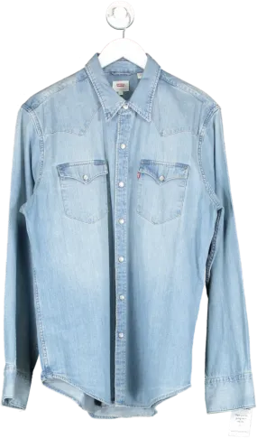 levis Blue Barstow Standard Fit Western Shirt UK L