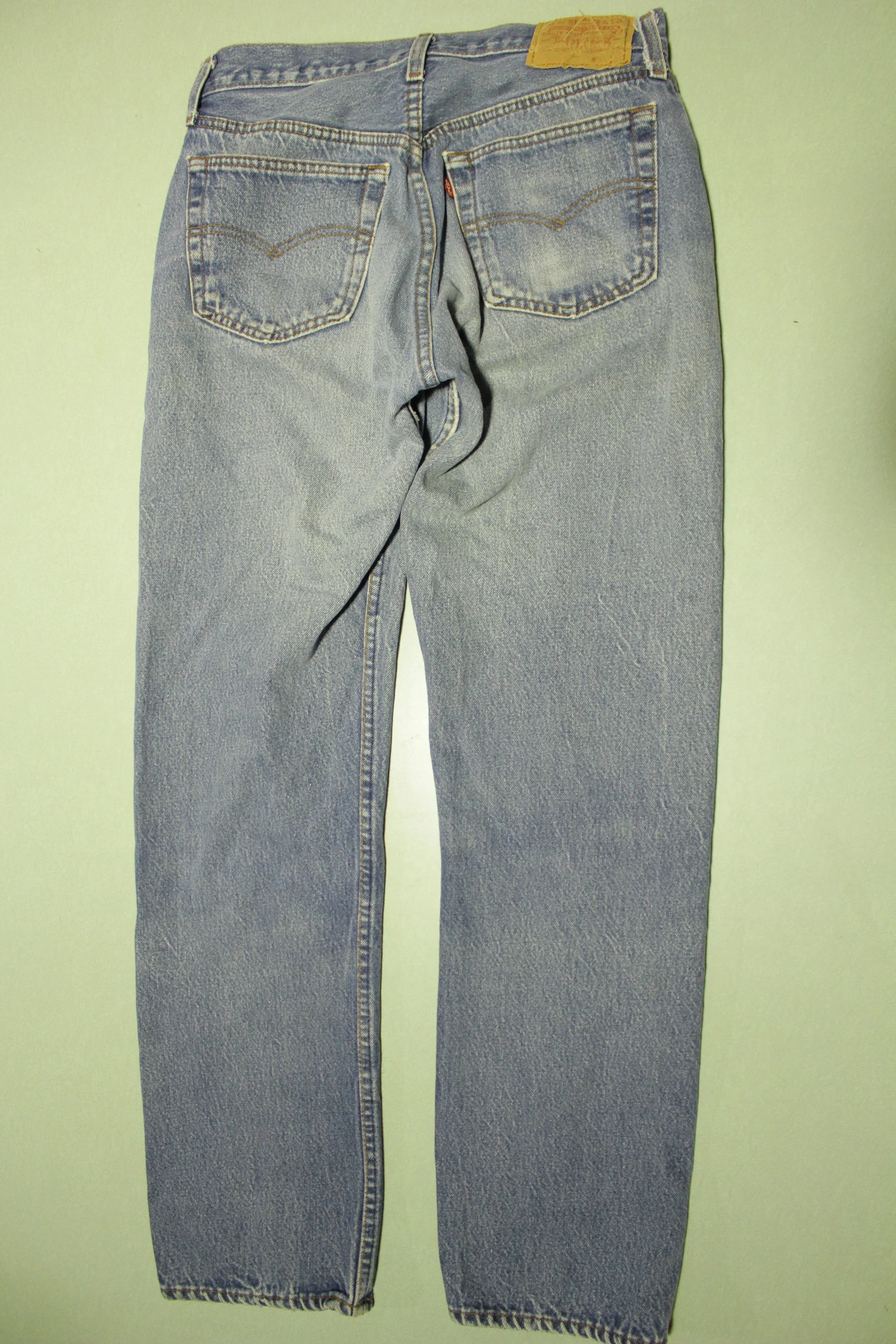 Levis Button Fly 70's 80s Vintage 501 Distressed Blue Denim Jeans