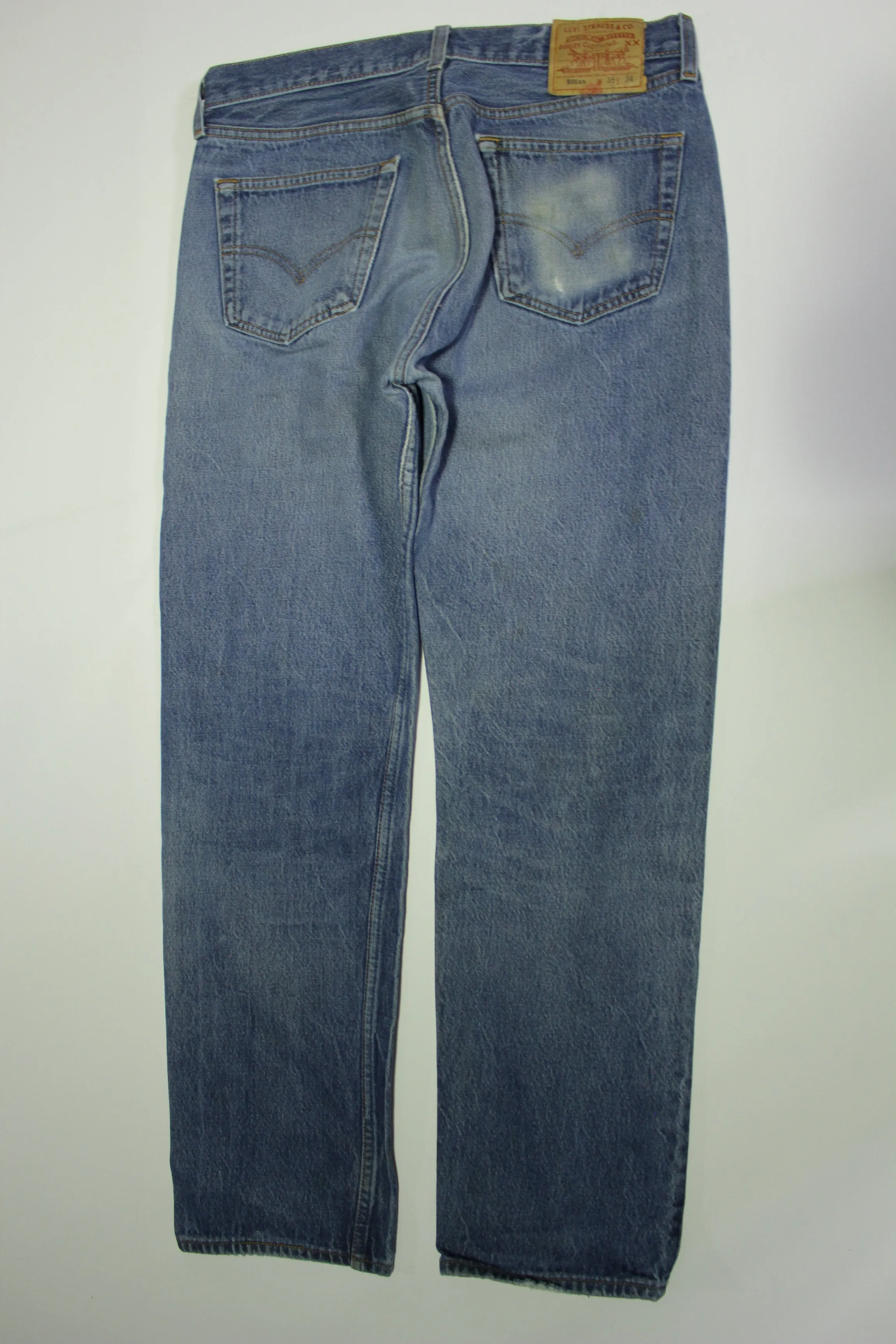 Levis Vintage 90's 501XX Made in USA Button Fly Blue Denim Jeans