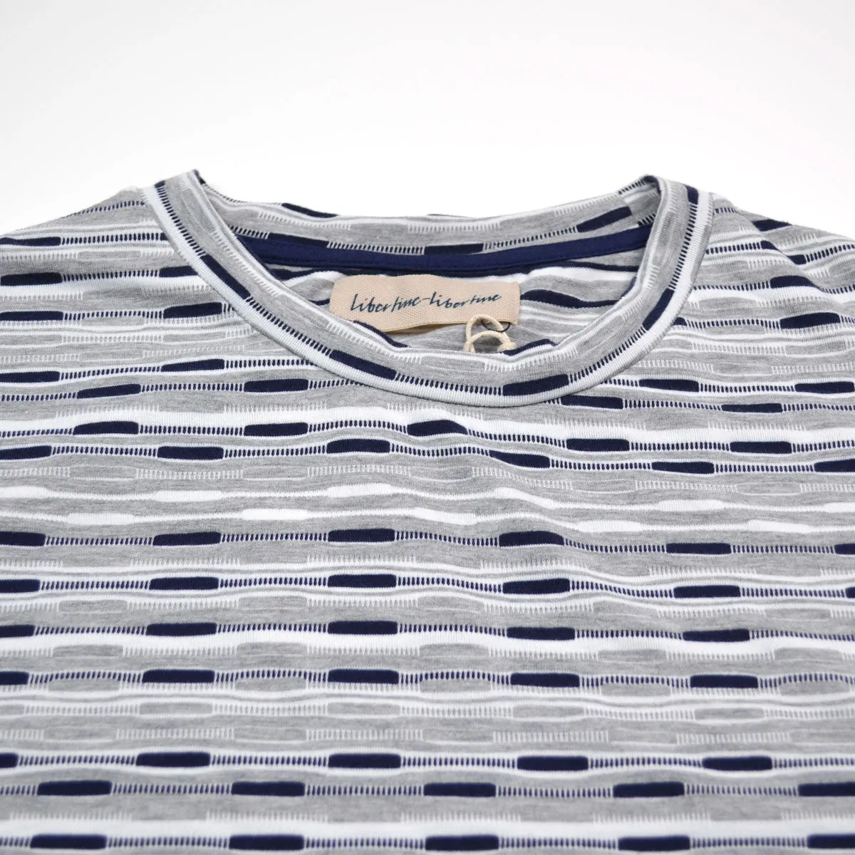 Libertine-Libertine - Brake T-shirt Rey - Grey Melange / White / Navy