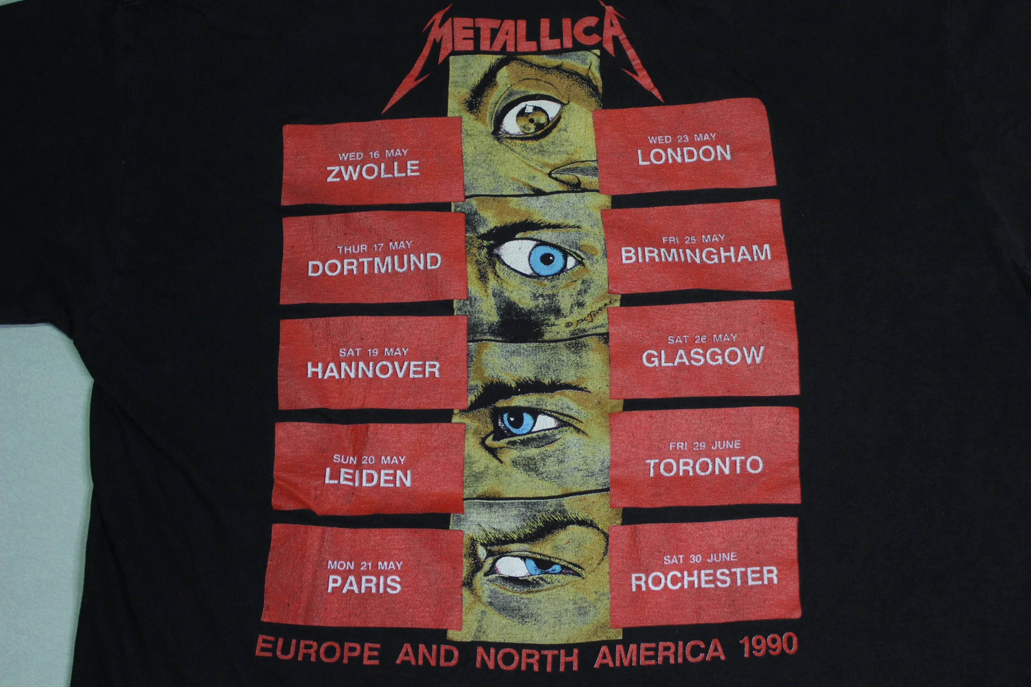 Metallica 1990 Justice Vintage Band Pic 90's Brockum Pushead North America Europe Tour T-Shirt