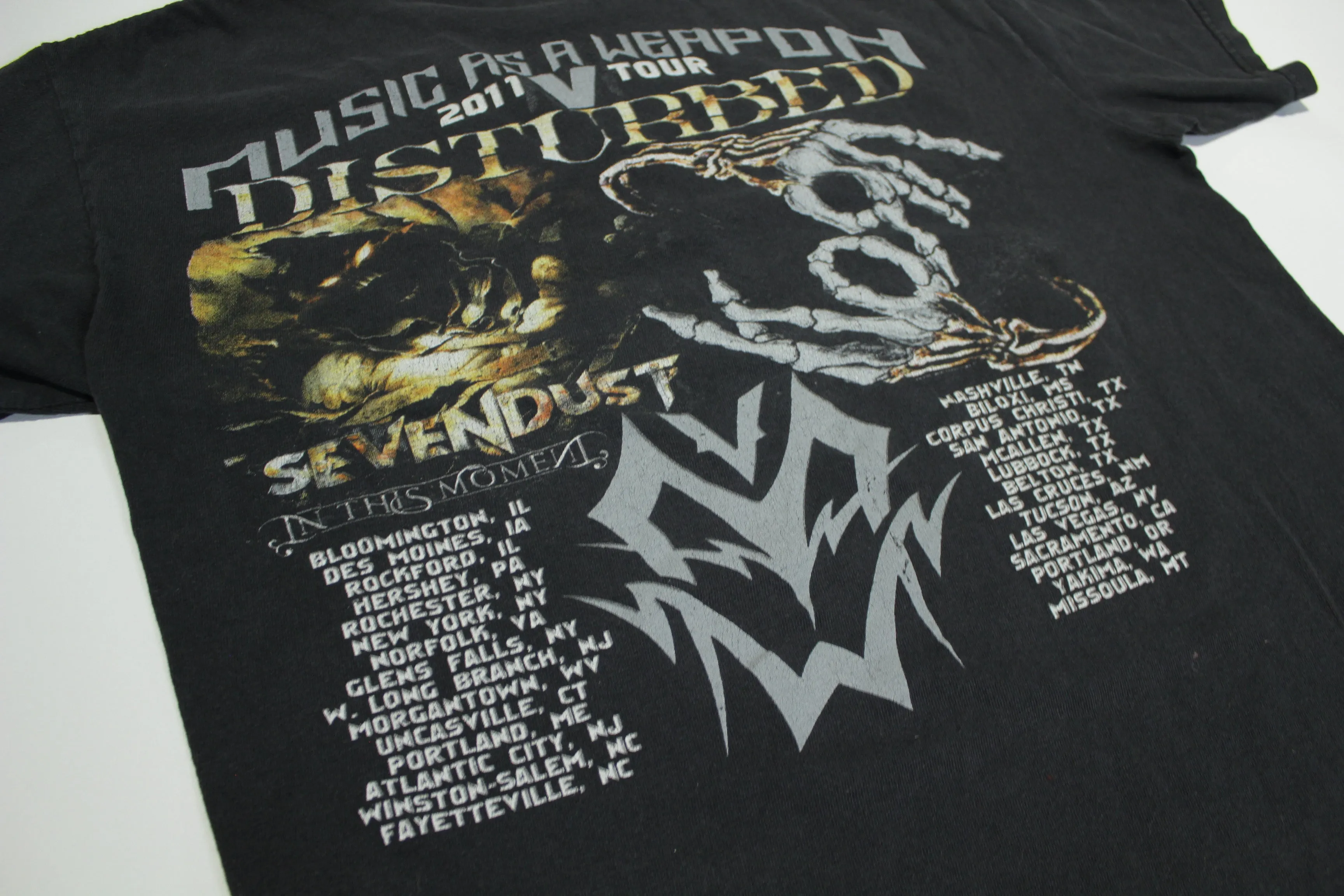 Music As A Weapon V 2011 Tour Korn Disturbed Sevendust Concert T-Shirt