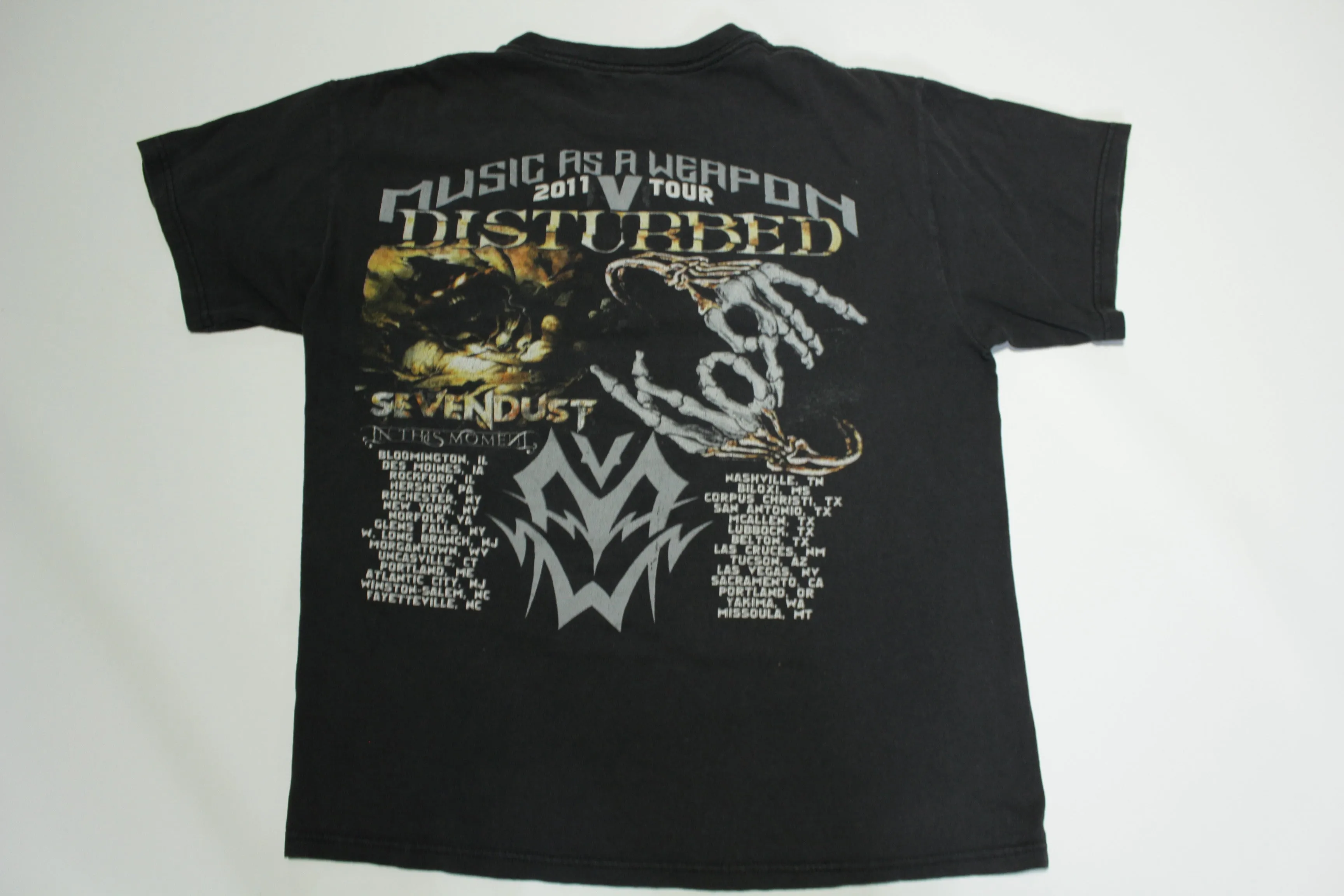 Music As A Weapon V 2011 Tour Korn Disturbed Sevendust Concert T-Shirt