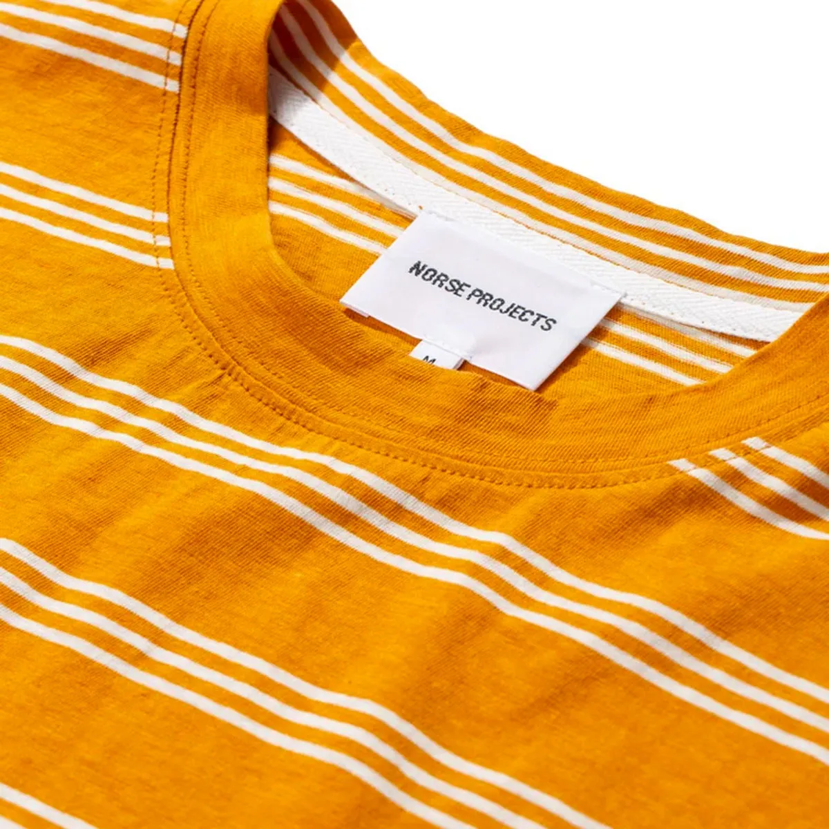 Norse Projects - Johannes Cotton Linen Stripe T-shirt - Cadmium Orange