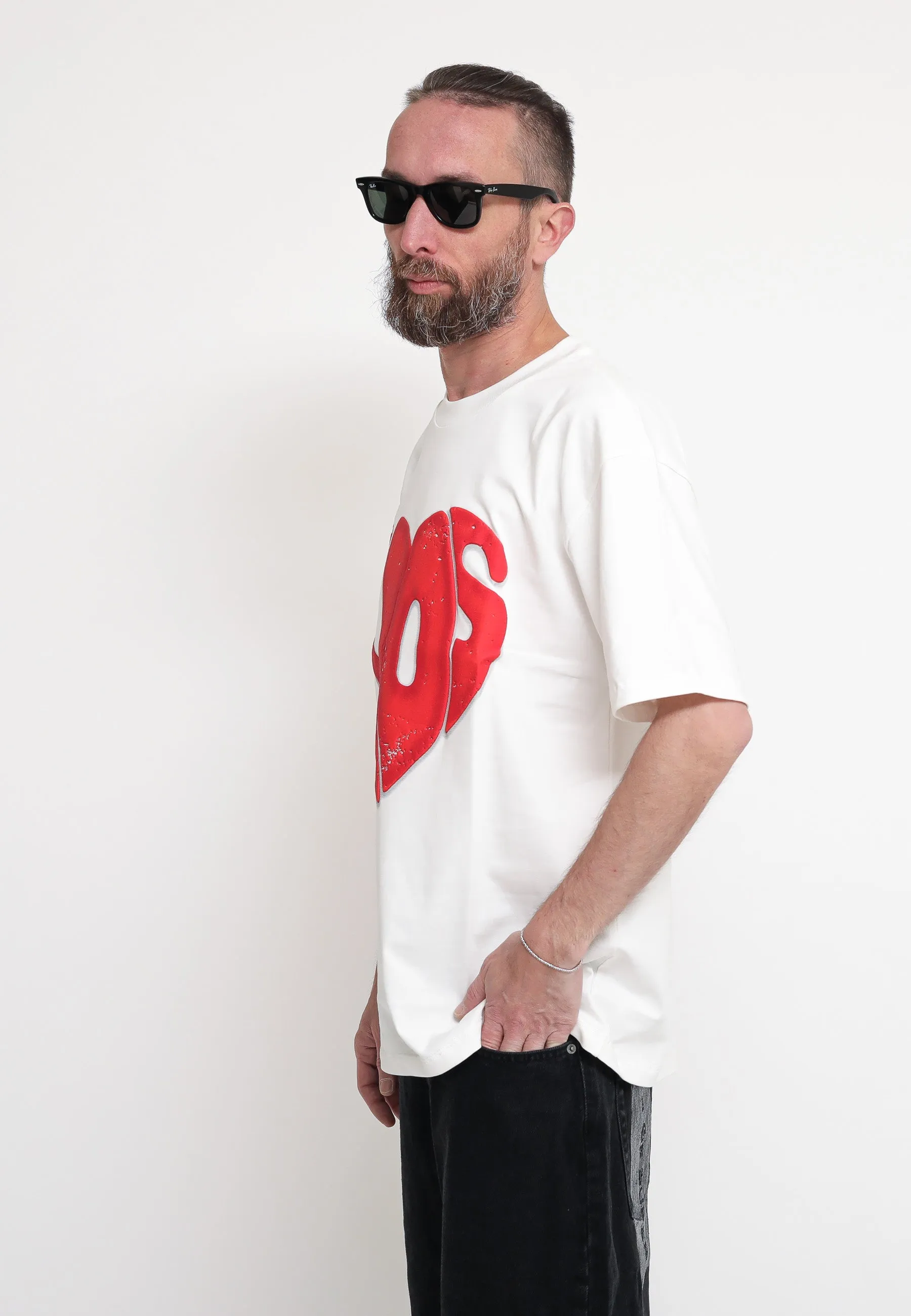 Off White T-Shirt Whit Puffy Vos