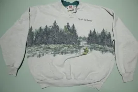 Pacific Northwest Art Unlimited Fly Fishing Vintage 90s Crewneck Pocket Sweatshirt