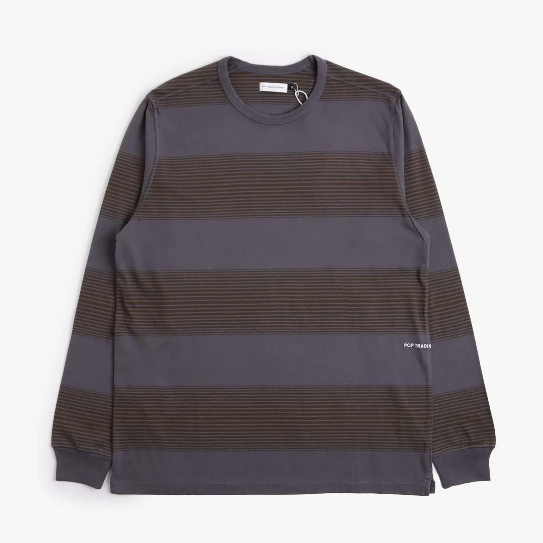 Pop Trading Company Striped Logo Long Sleeve T-Shirt