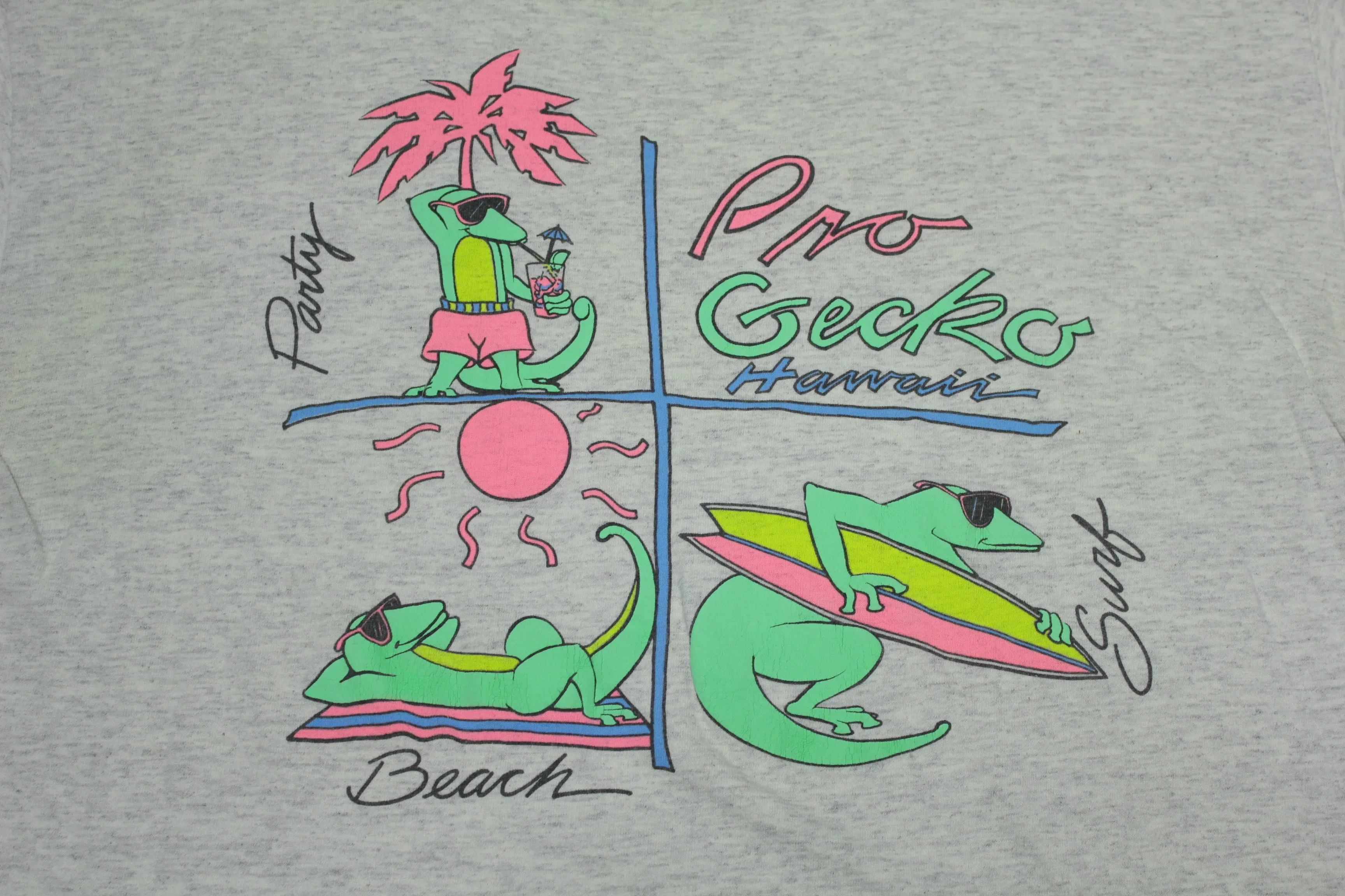 Pro Gecko Hawaii Beach Party Vintage 80's Single Stitch T-Shirt