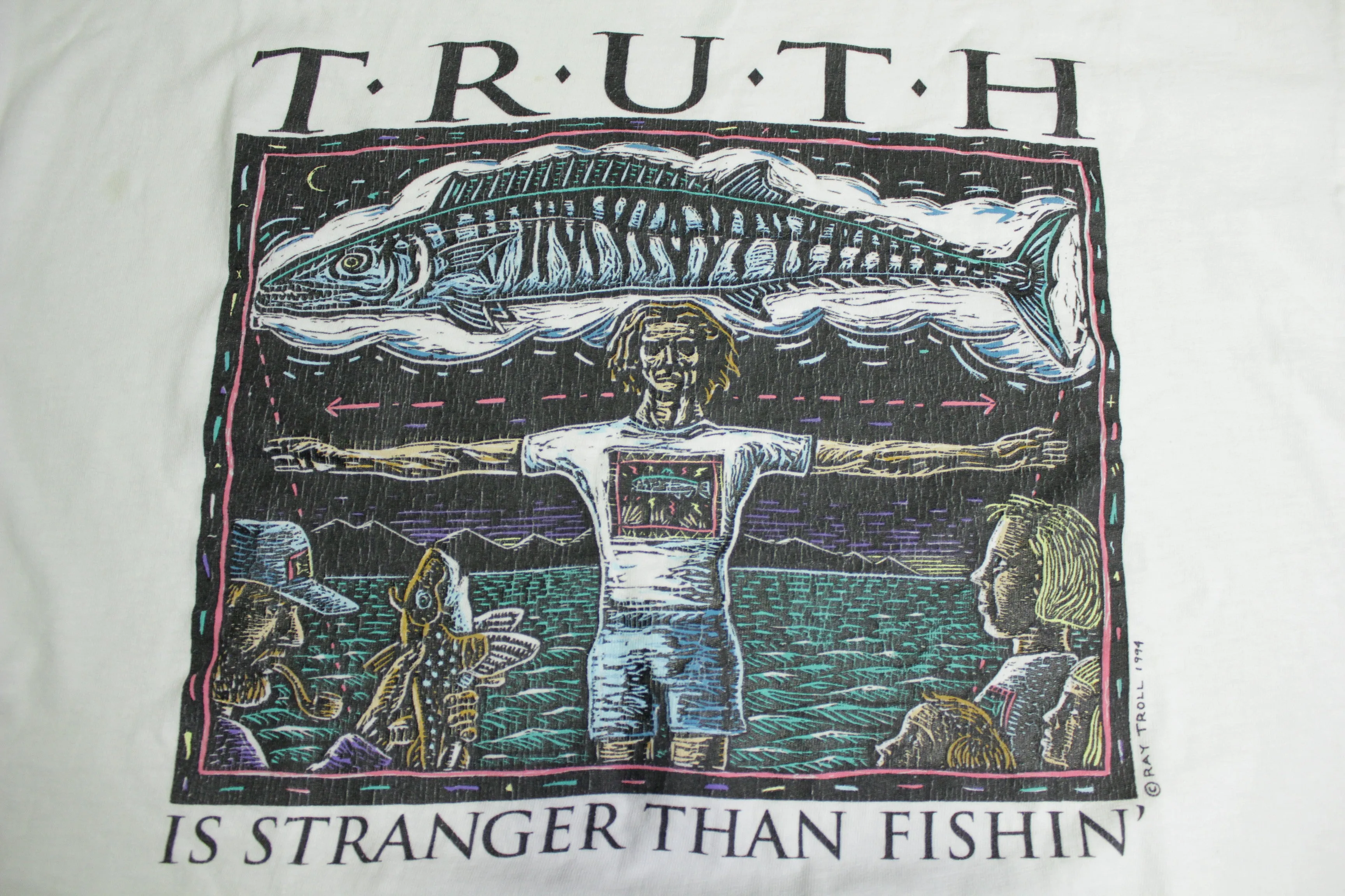 Ray Troll Truth Is Stranger Than Fishin' Vintage 90's 1994 Artist Single Stitch T-Shirt