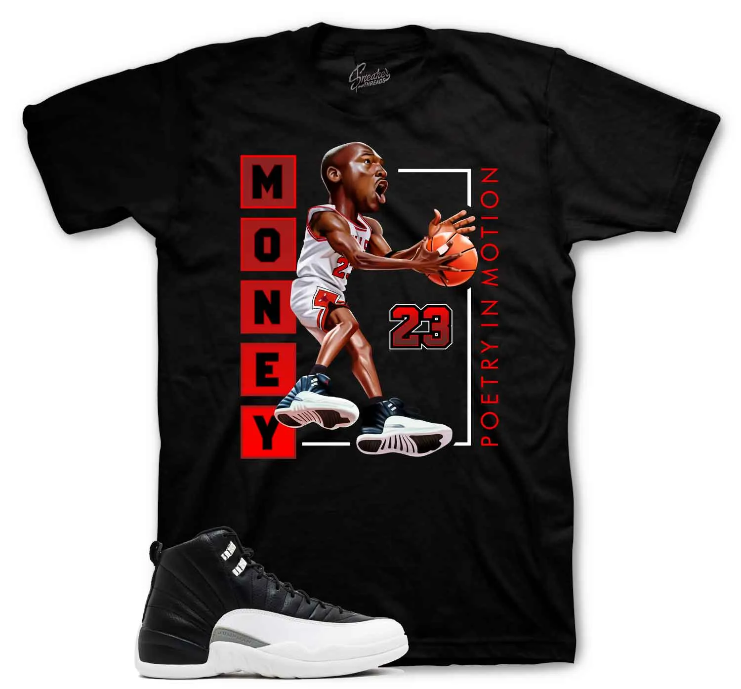 Retro 12 Playoff Shirt - Poetry In Motion - Black