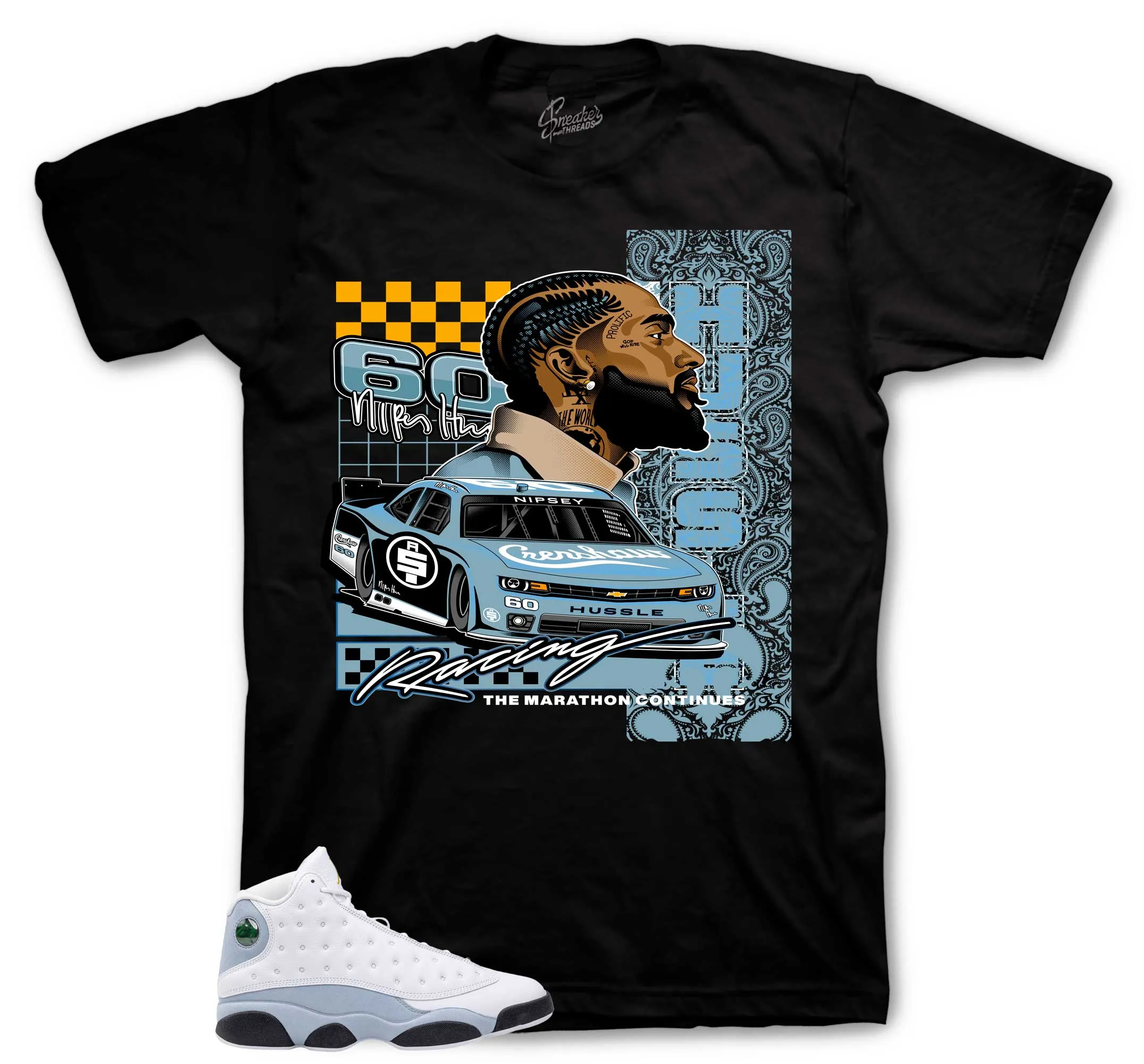 Retro 13 Blue Grey Crenshaw Racing Shirt