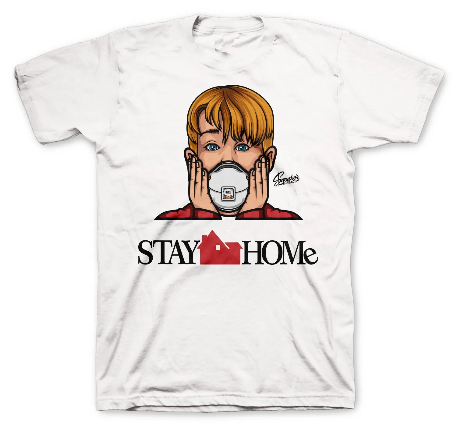 Retro 14 Gym Red Shirt -Stay Home - White