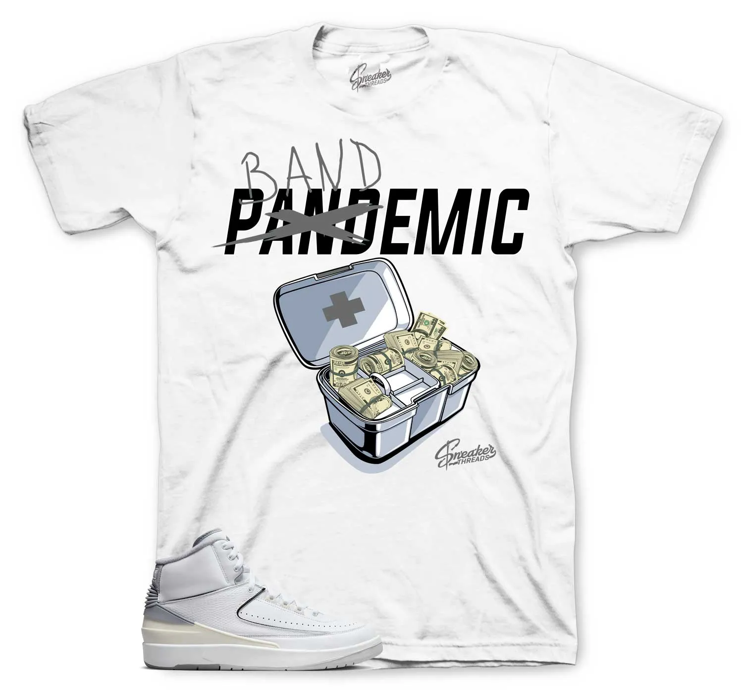 Retro 2 Cement Grey Shirt - Bandemic - White