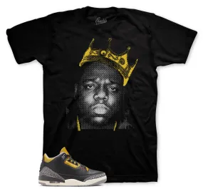 Retro 3 Cement Gold Shirt - Crown - Black