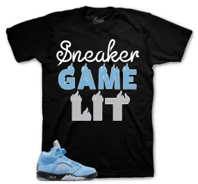 Retro 5 University Blue Sneaker Game Lit Shirt