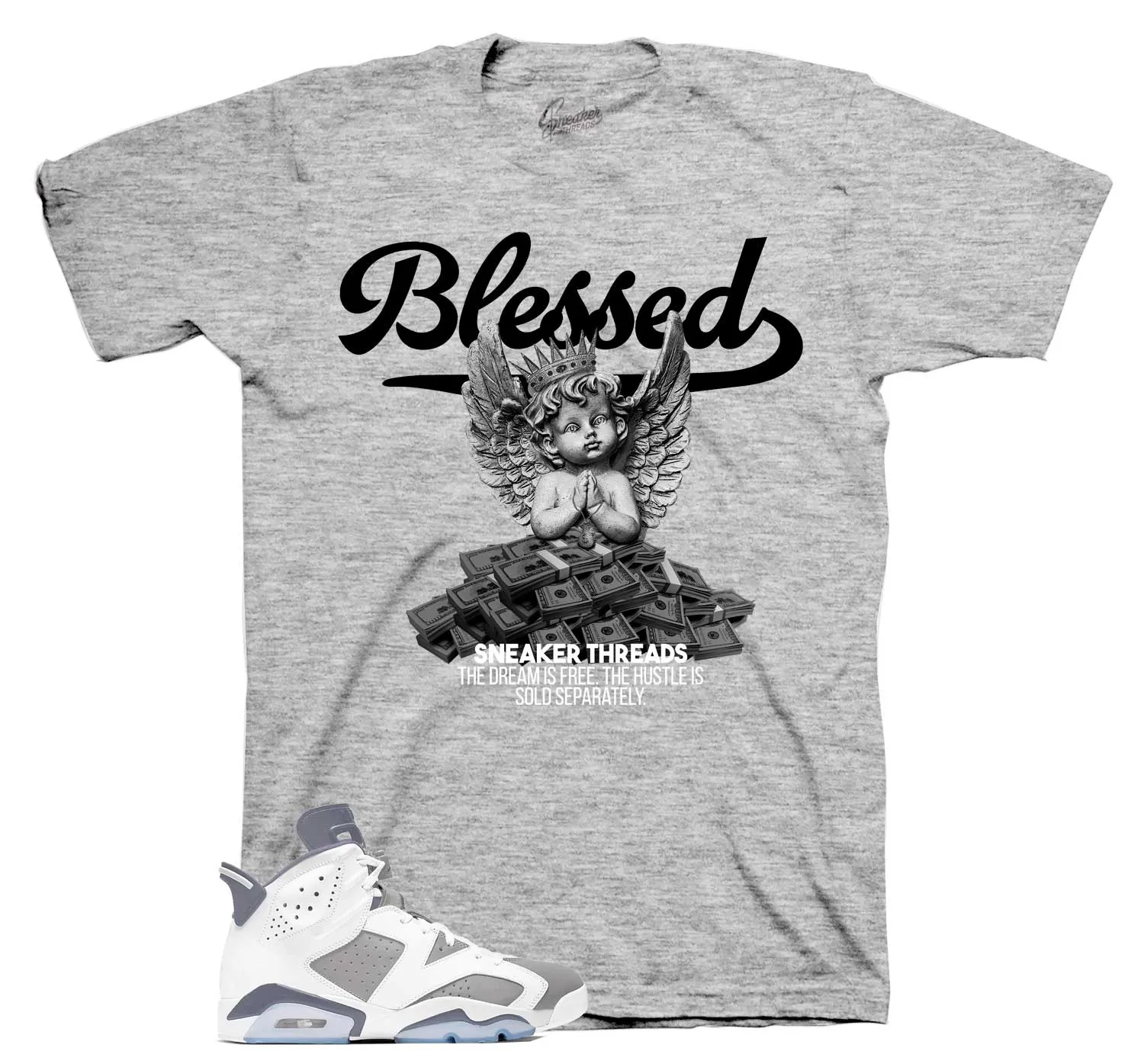 Retro 6 Cool Grey Shirt - Blessed Angel - Black