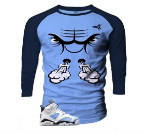 Retro 6 University Blue Raging Face Raglan Shirt