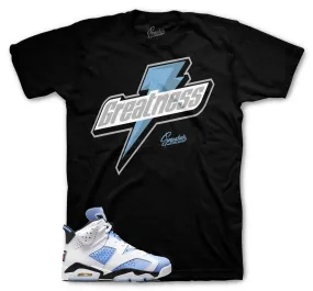 Retro 6 University Blue Shirt - Greatness - Black