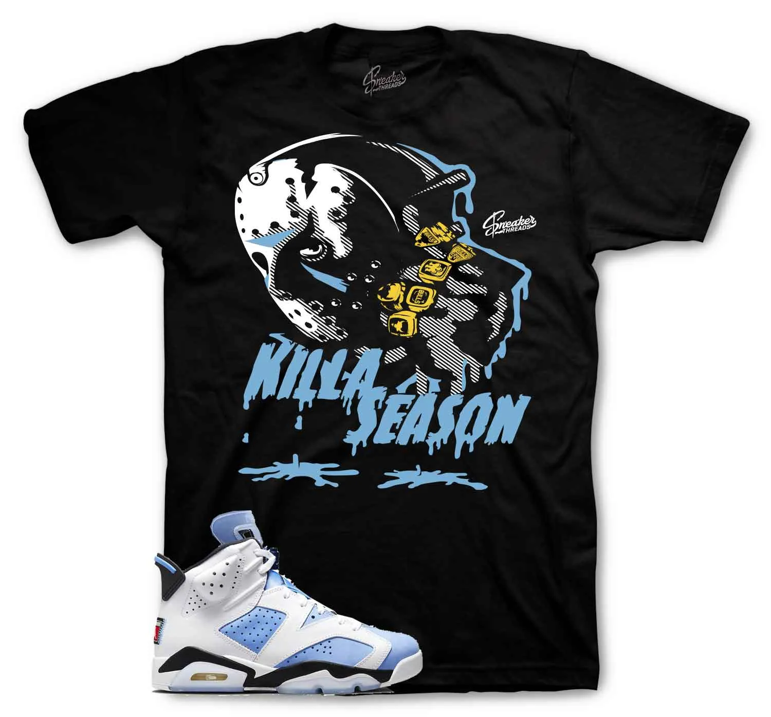 Retro 6 University Blue Shirt - Killa Season - Black