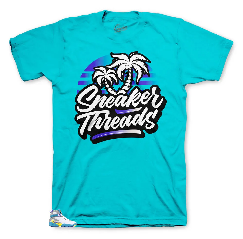 Retro 8 White Aqua Shirt - St Palms - Teal