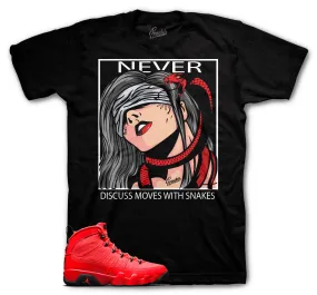 Retro 9 Chile Red Shirt - Never Discuss - Black