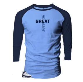 Retro 9 University Blue All Star Raglan Shirt - Greatness Cross - Blue