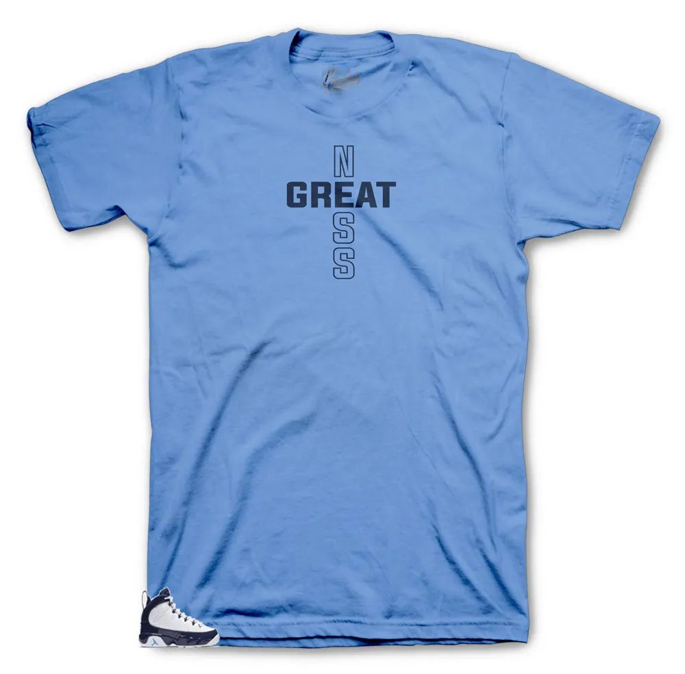 Retro 9 University Blue All Star Shirt - Greatness Cross - Light Blue