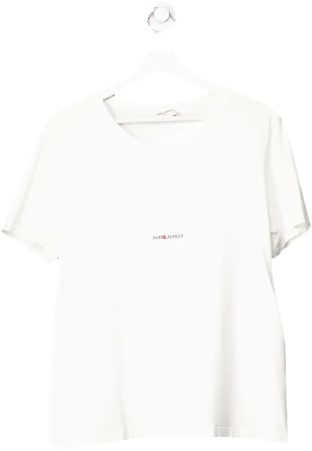 Saint Laurent White Rive Gauche T-shirt UK L