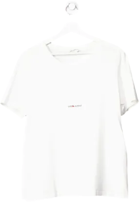 Saint Laurent White Rive Gauche T-shirt UK L