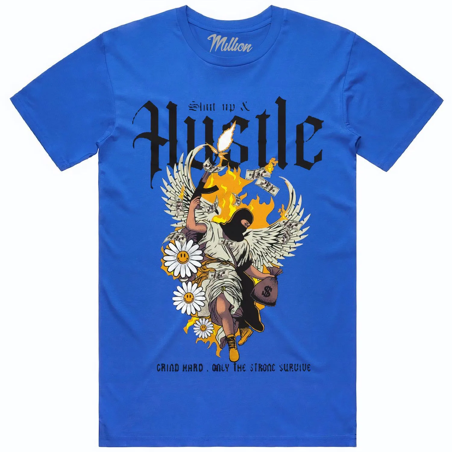 SHUT UP AND HUSTLE : Royal Blue Sneaker Tees Shirt